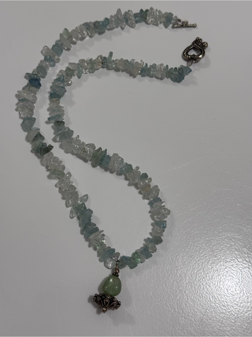 Icy Blue & Clear Chip Necklace with Pendant - Picture 4 of 7